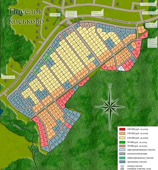 План и цены КП Коськово